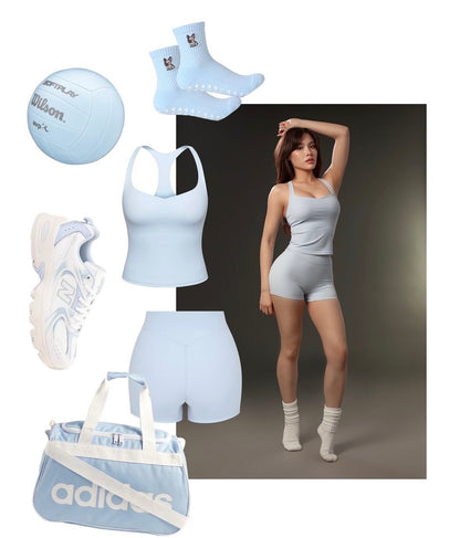 Soft sculpt Shorts—Sky
